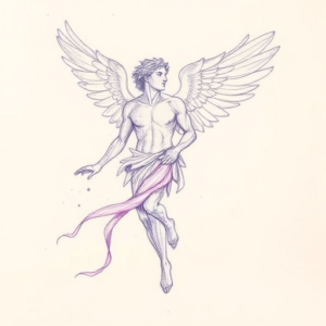 Purple Outline Icarus Tattoo