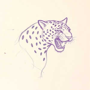 Purple Outline Jaguar Tattoo