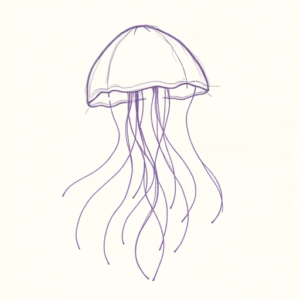 Purple Outline Jellyfish Tattoo