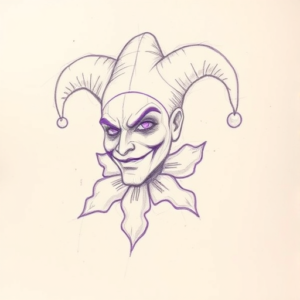 Purple Outline Jester Tattoo