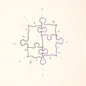 Purple Outline Jigsaw Tattoo