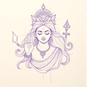 Purple Outline Kali Tattoo