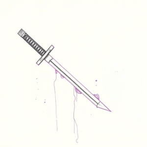 Purple Outline Katana Tattoo