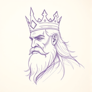 Purple Outline King Tattoo
