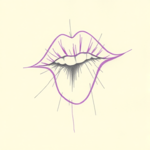 Purple Outline Kiss Tattoo