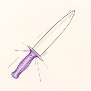 Purple Outline Knife Tattoo