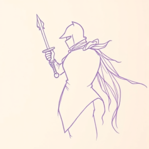 Purple Outline Knight Tattoo