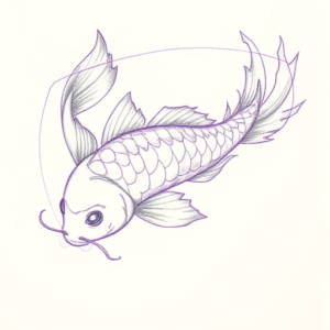 Purple Outline Koi Tattoo