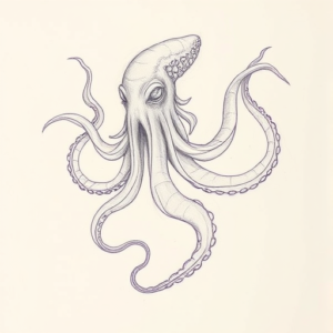 Purple Outline Kraken Tattoo
