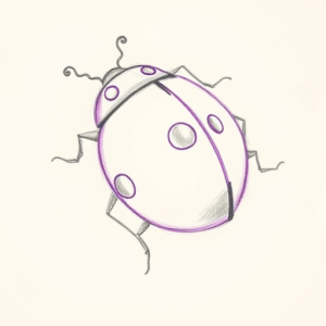 Purple Outline Ladybug Tattoo