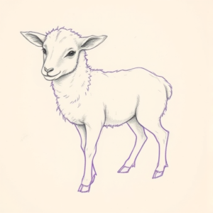 Purple Outline Lamb Tattoo