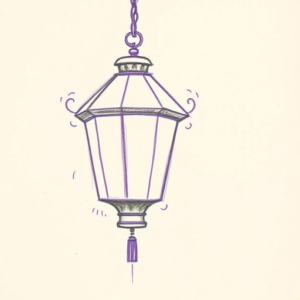 Purple Outline Lantern Tattoo