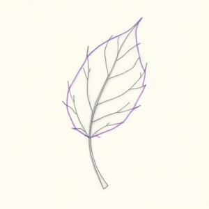 Purple Outline Leaf Tattoo