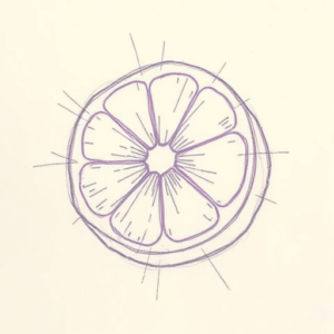 Purple Outline Lemon Tattoo