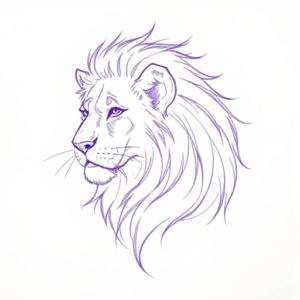 Purple Outline Leo Tattoo