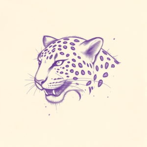 Purple Outline Leopard Tattoo
