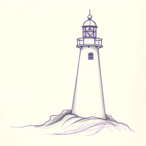 Purple Outline Lighthouse Tattoo