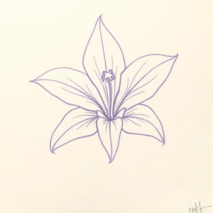 Purple Outline Lily Tattoo