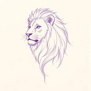Purple Outline Lion Tattoo