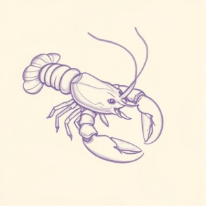 Purple Outline Lobster Tattoo