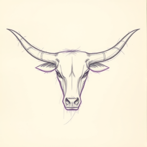 Purple Outline Longhorn Tattoo