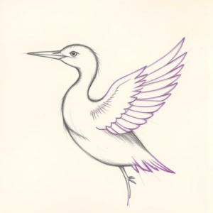 Purple Outline Loon Tattoo