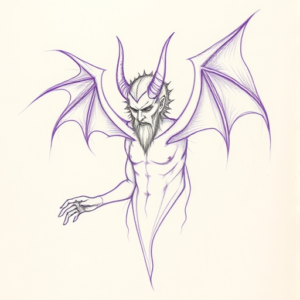 Purple Outline Lucifer Tattoo