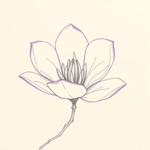 Purple Outline Magnolia Tattoo