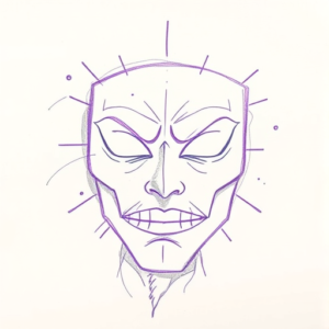 Purple Outline Mask Tattoo
