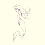 Purple Outline Mermaid Tattoo