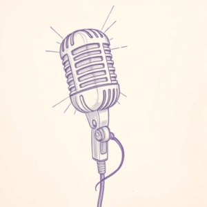 Purple Outline Microphone Tattoo