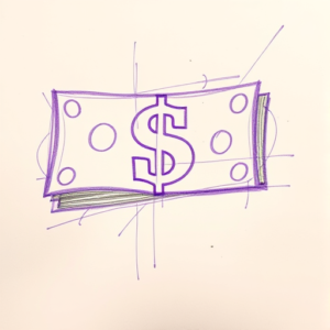 Purple Outline Money Tattoo