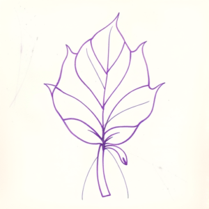 Purple Outline Monstera Tattoo