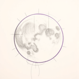 Purple Outline Moon Tattoo