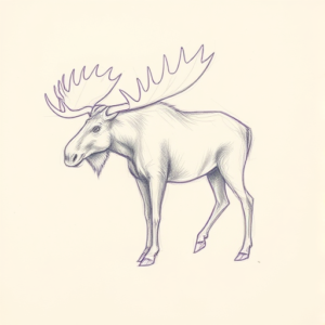 Purple Outline Moose Tattoo