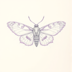 Purple Outline Moth Tattoo