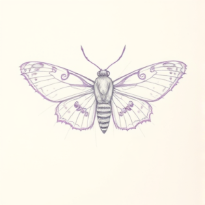 Purple Outline Moth Tattoo