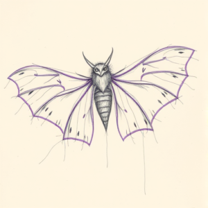 Purple Outline Mothman Tattoo