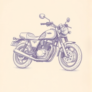 Purple Outline Motorcycle Tattoo