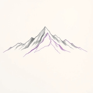 Purple Outline Mountain Tattoo
