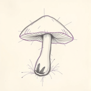 Purple Outline Mushroom Tattoo