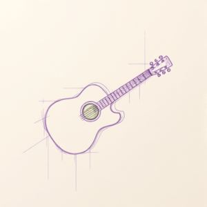 Purple Outline Music Tattoo