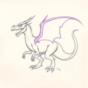 Purple Outline Mythosaur Tattoo