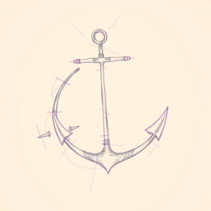 Purple Outline Nautical Tattoo