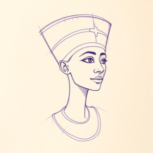 Purple Outline Nefertiti Tattoo