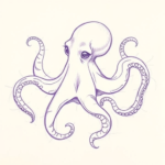 Purple Outline Octopus Tattoo