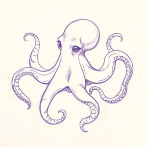 Purple Outline Octopus Tattoo