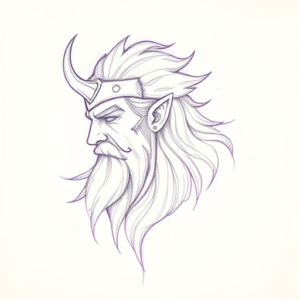 Purple Outline Odin Tattoo