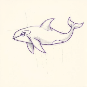 Purple Outline Orca Tattoo