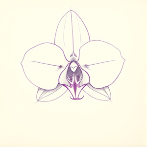 Purple Outline Orchid Tattoo
